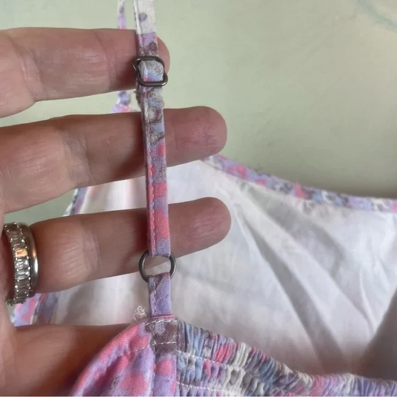 NWT ABOUND Floral Pink and Purple Lined Smocked Back Slip Dress Size Medium - Picture 5 of 15